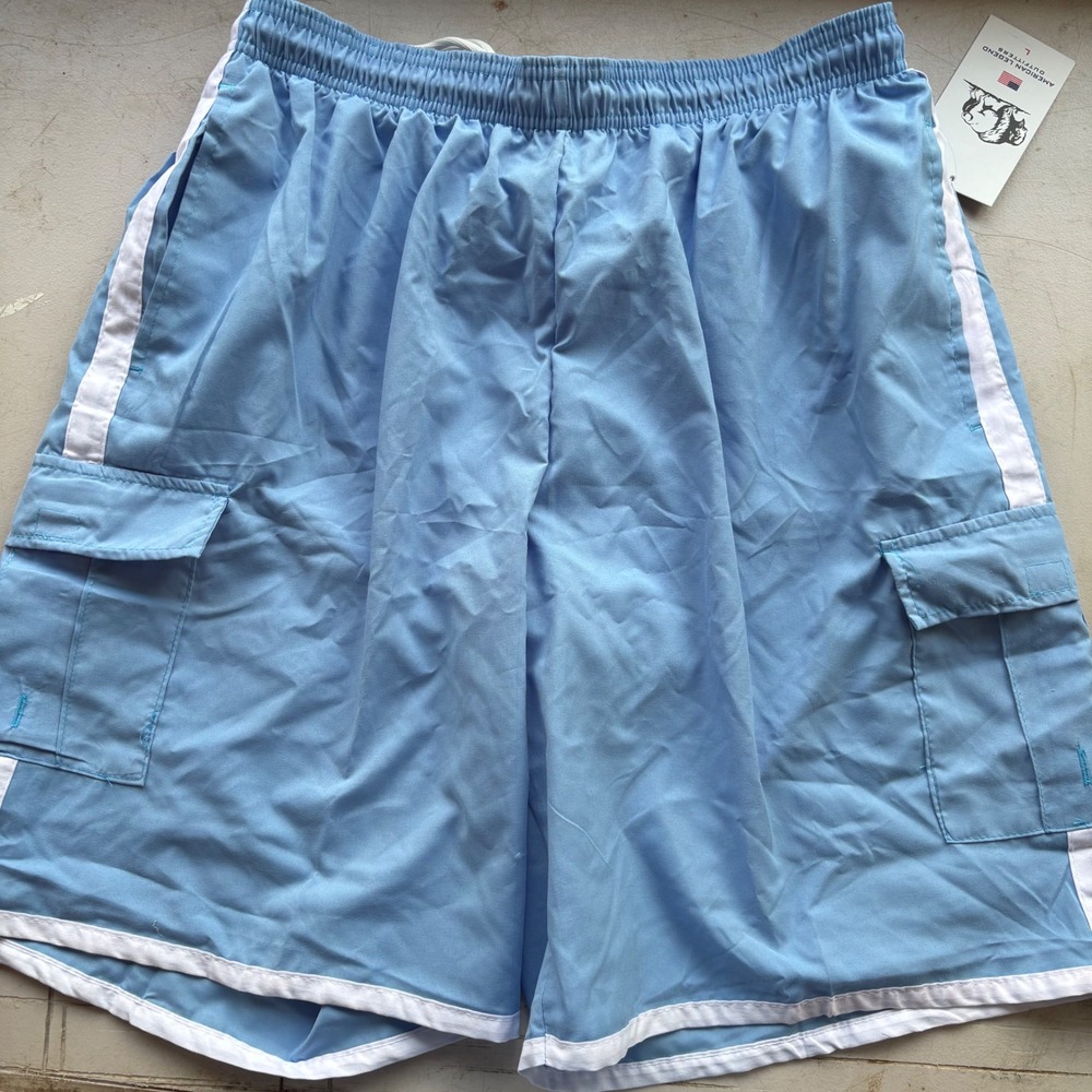 American Legend Outfitters‎ Mens Light Blue Cargo Swim Trunks Size L NWT